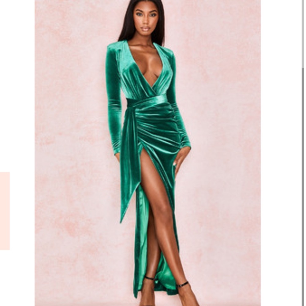 - Velvet emerald green house of CB gown